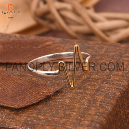 Heart Line Two Tone Rings For Girls