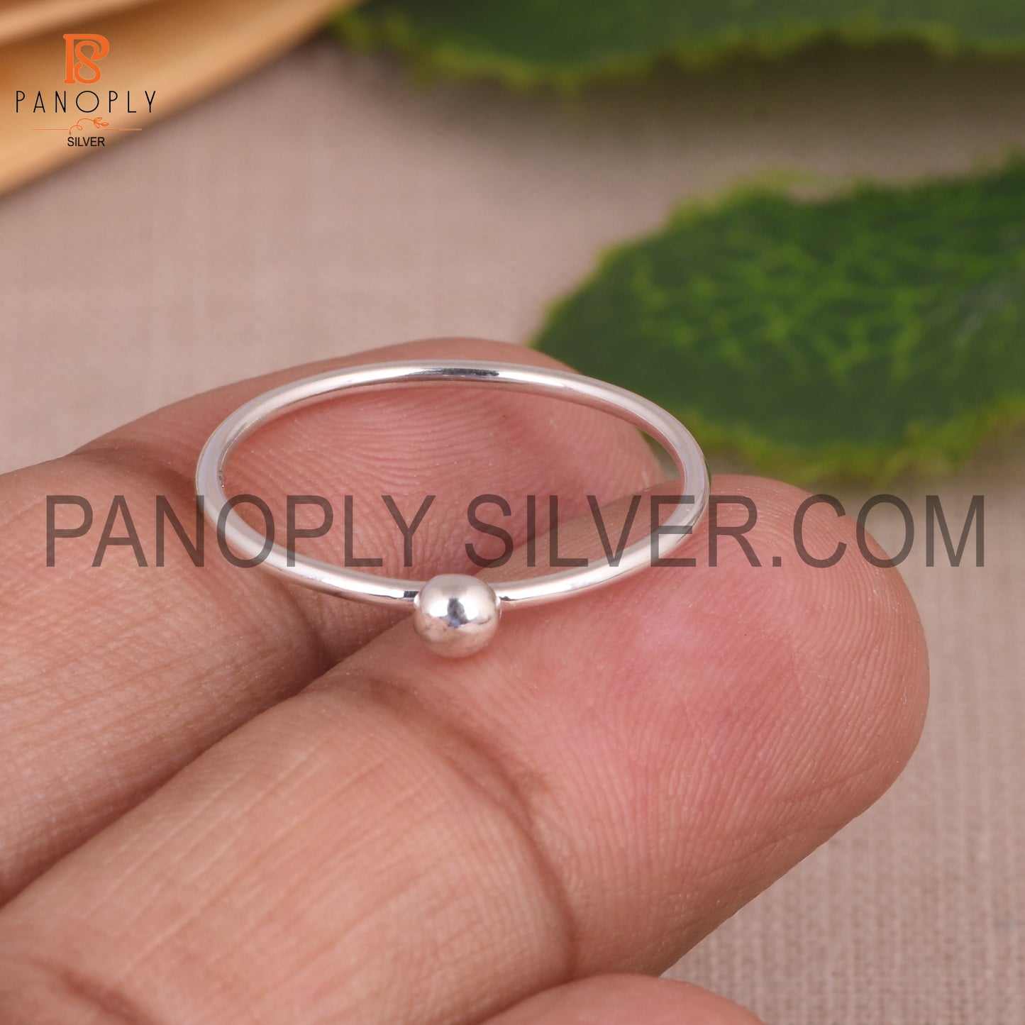 Simple 925 Silver Ball Ring For Girls