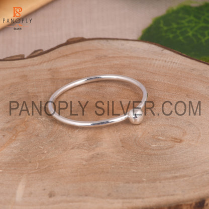 Simple 925 Silver Ball Ring For Girls