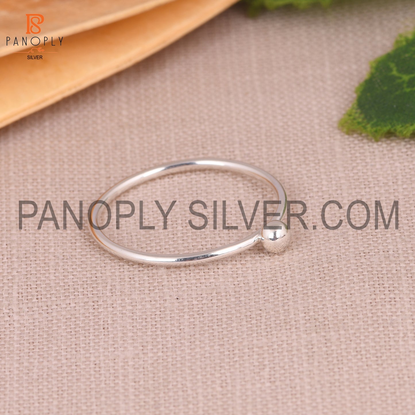 Simple 925 Silver Ball Ring For Girls