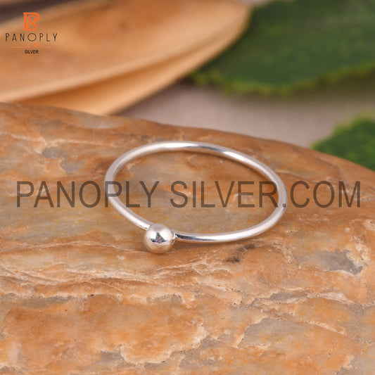 Simple 925 Silver Ball Ring For Girls