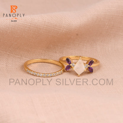 Marquise 925 Silver 18k Gold Engagement Rings