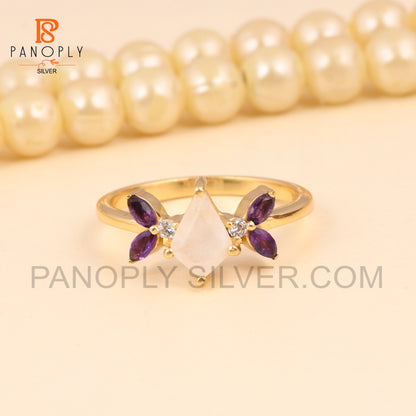 Marquise 925 Silver 18k Gold Engagement Rings