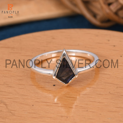 925 silver triangle shape labradorite gemstone rings