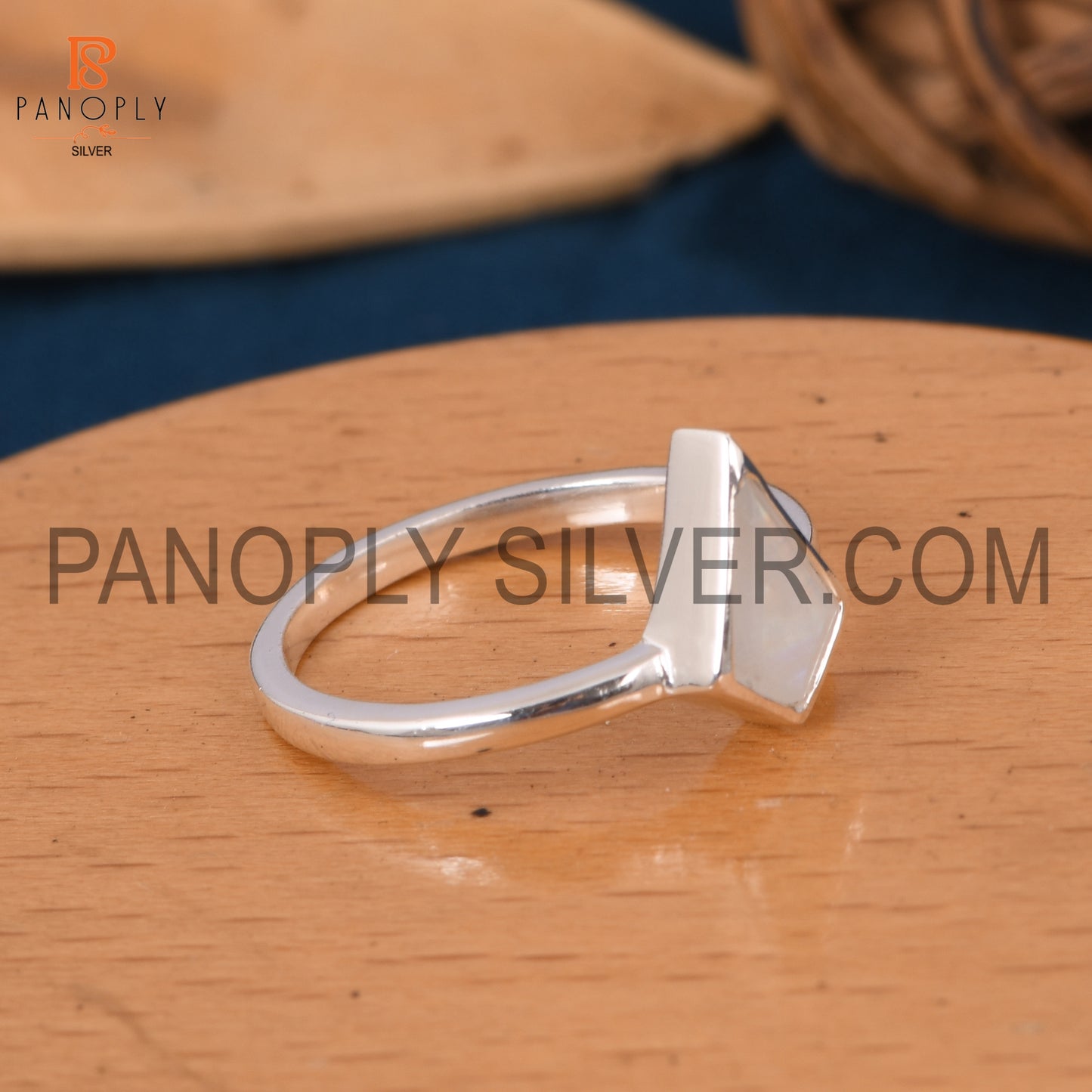 Rainbow Moonstone 925 Kite Shape White Gemstone Rings