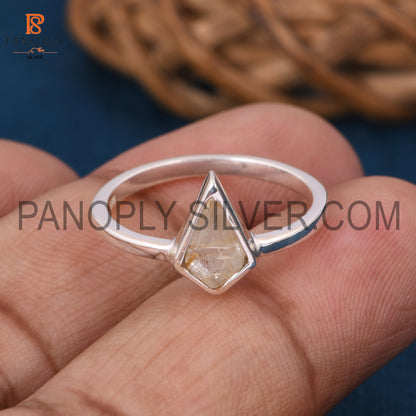 Golden Rutile vintage art deco minimalist rings