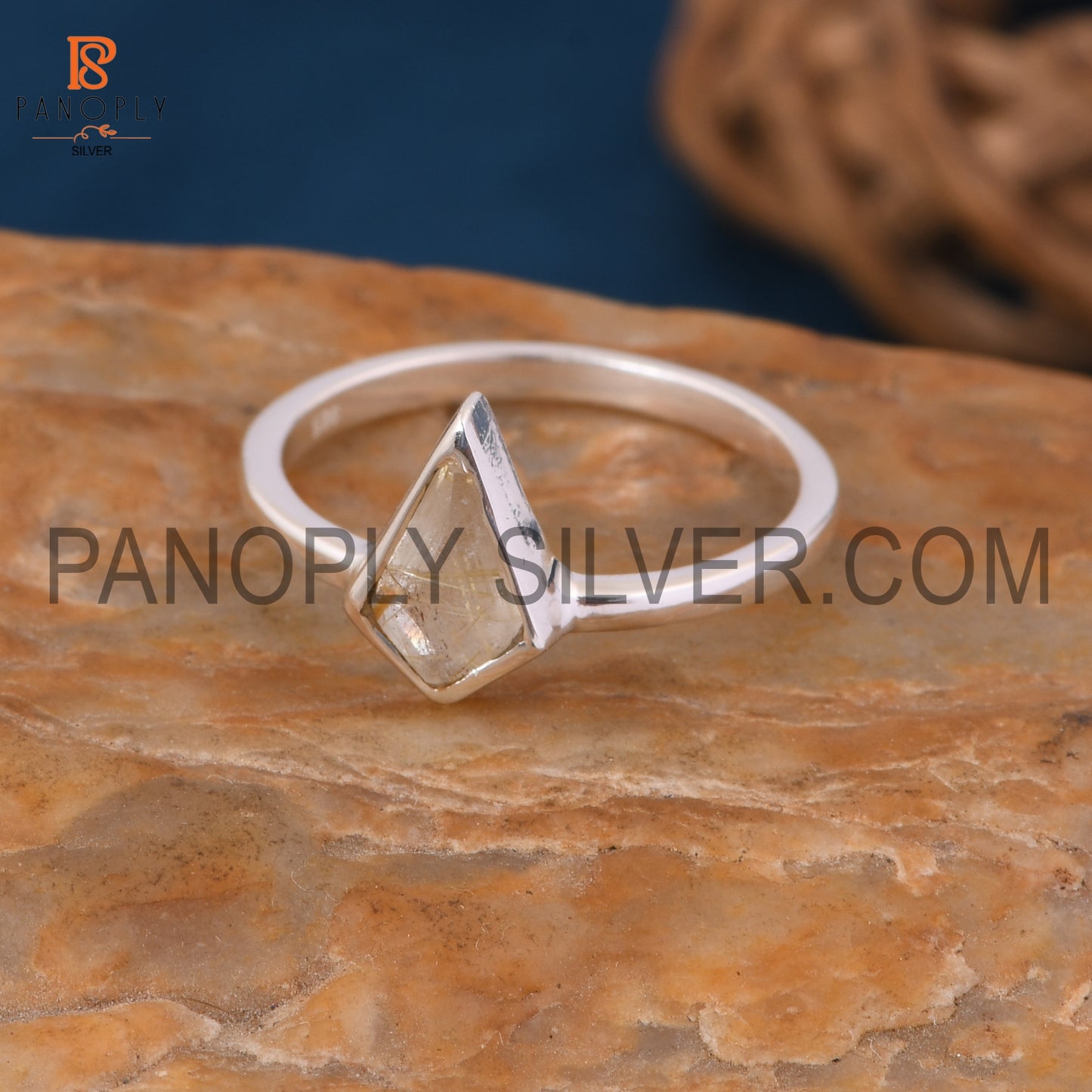 Golden Rutile vintage art deco minimalist rings