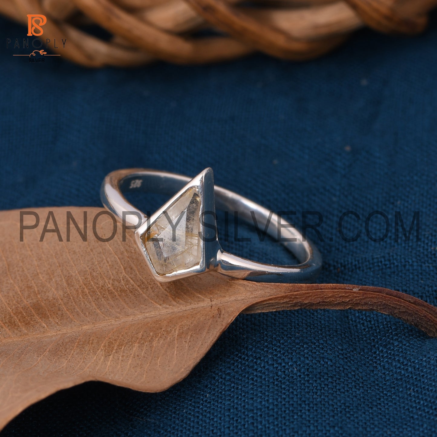 Golden Rutile vintage art deco minimalist rings