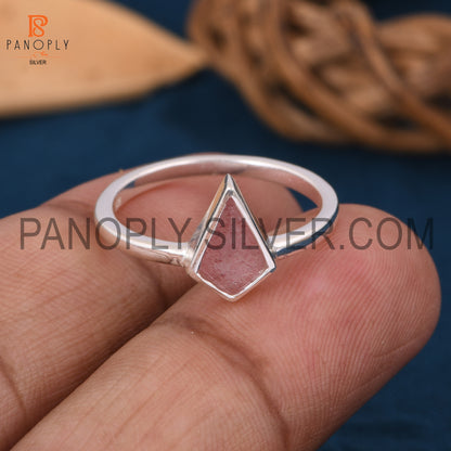 Strawberry Quartz 925 Silver Triangle Shape Rings