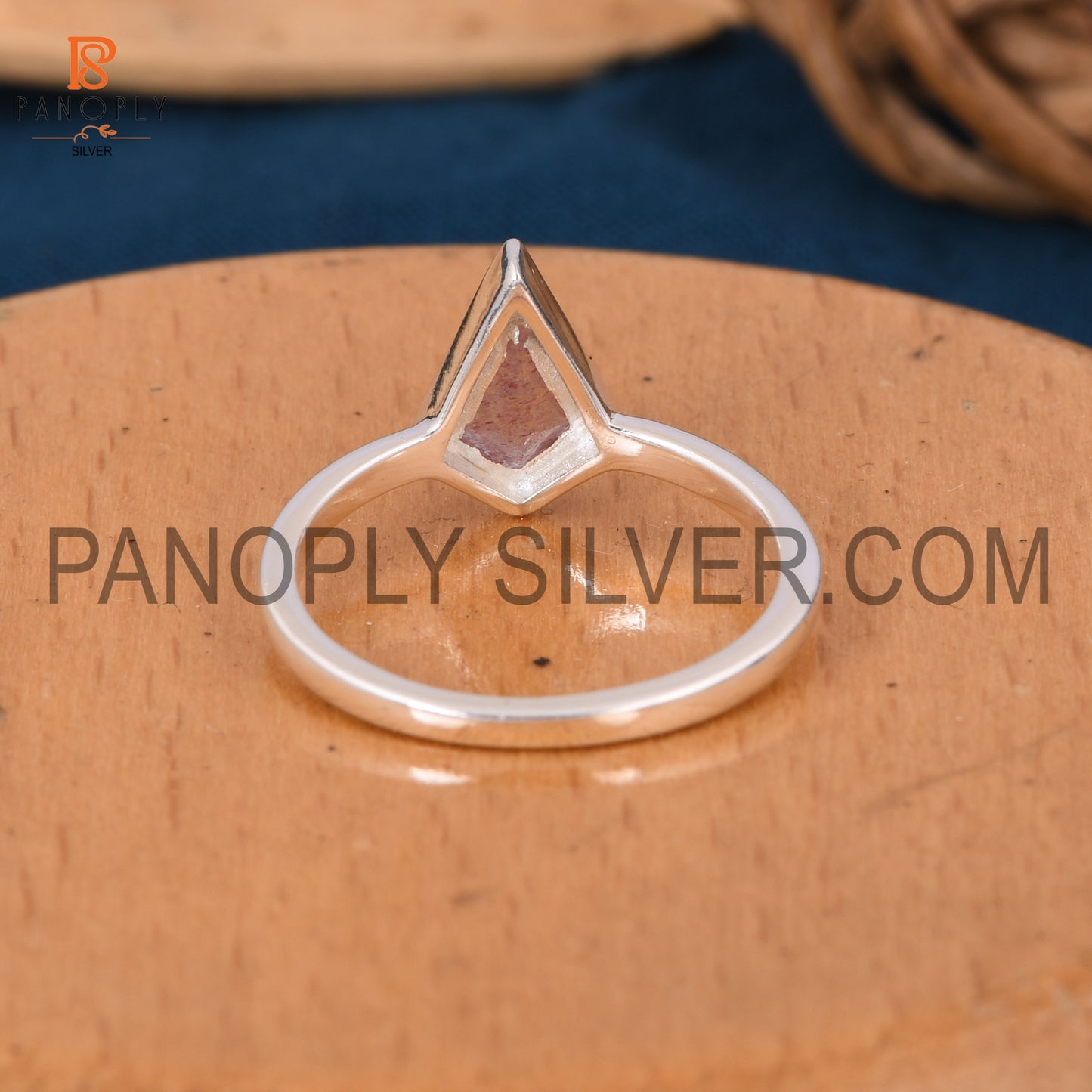 Strawberry Quartz 925 Silver Triangle Shape Rings