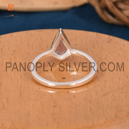Strawberry Quartz 925 Silver Triangle Shape Rings