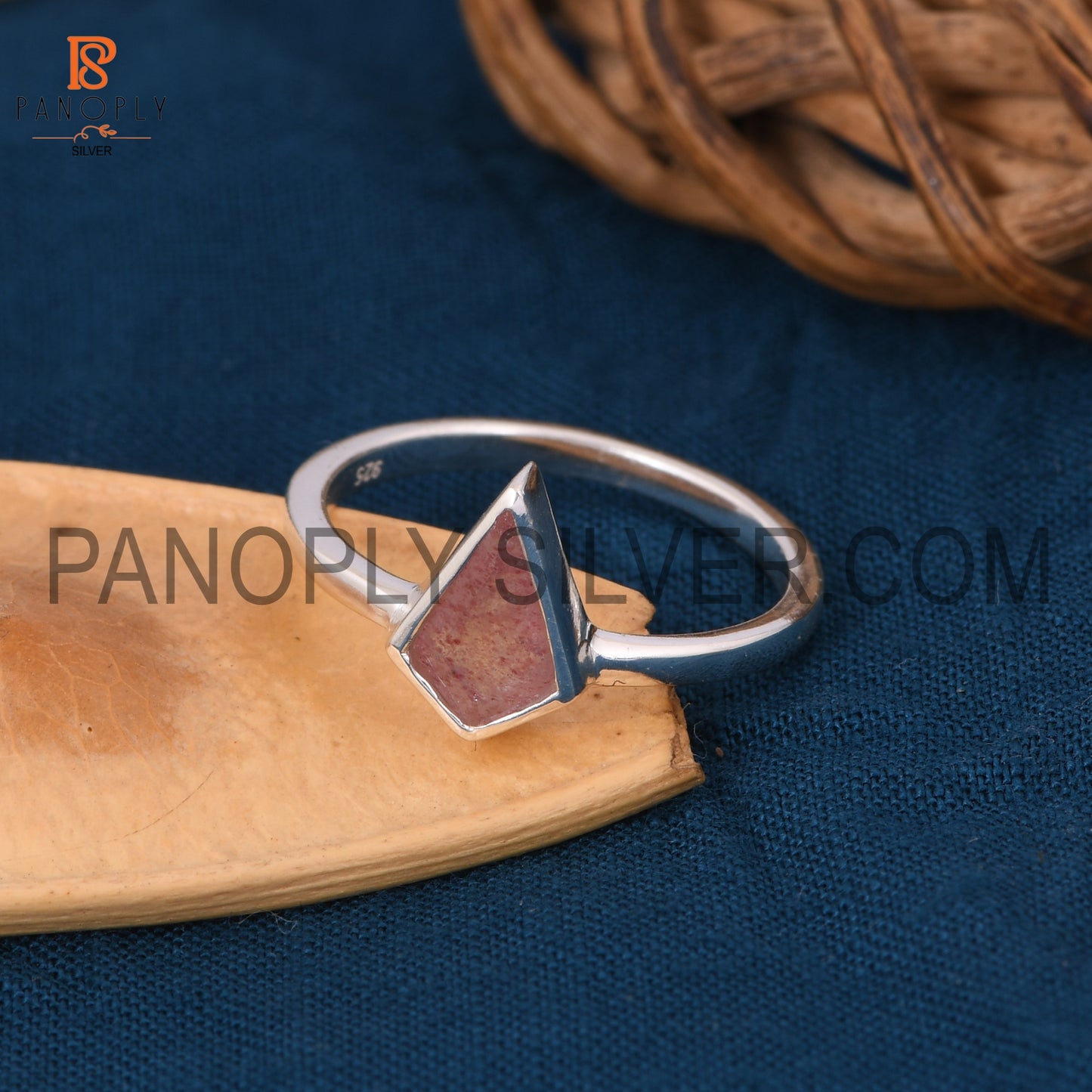 Strawberry Quartz 925 Silver Triangle Shape Rings