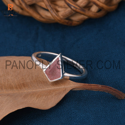 Strawberry Quartz 925 Silver Triangle Shape Rings