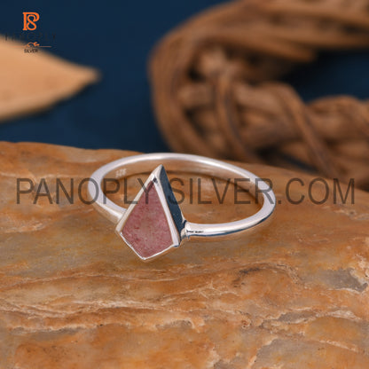 Strawberry Quartz 925 Silver Triangle Shape Rings