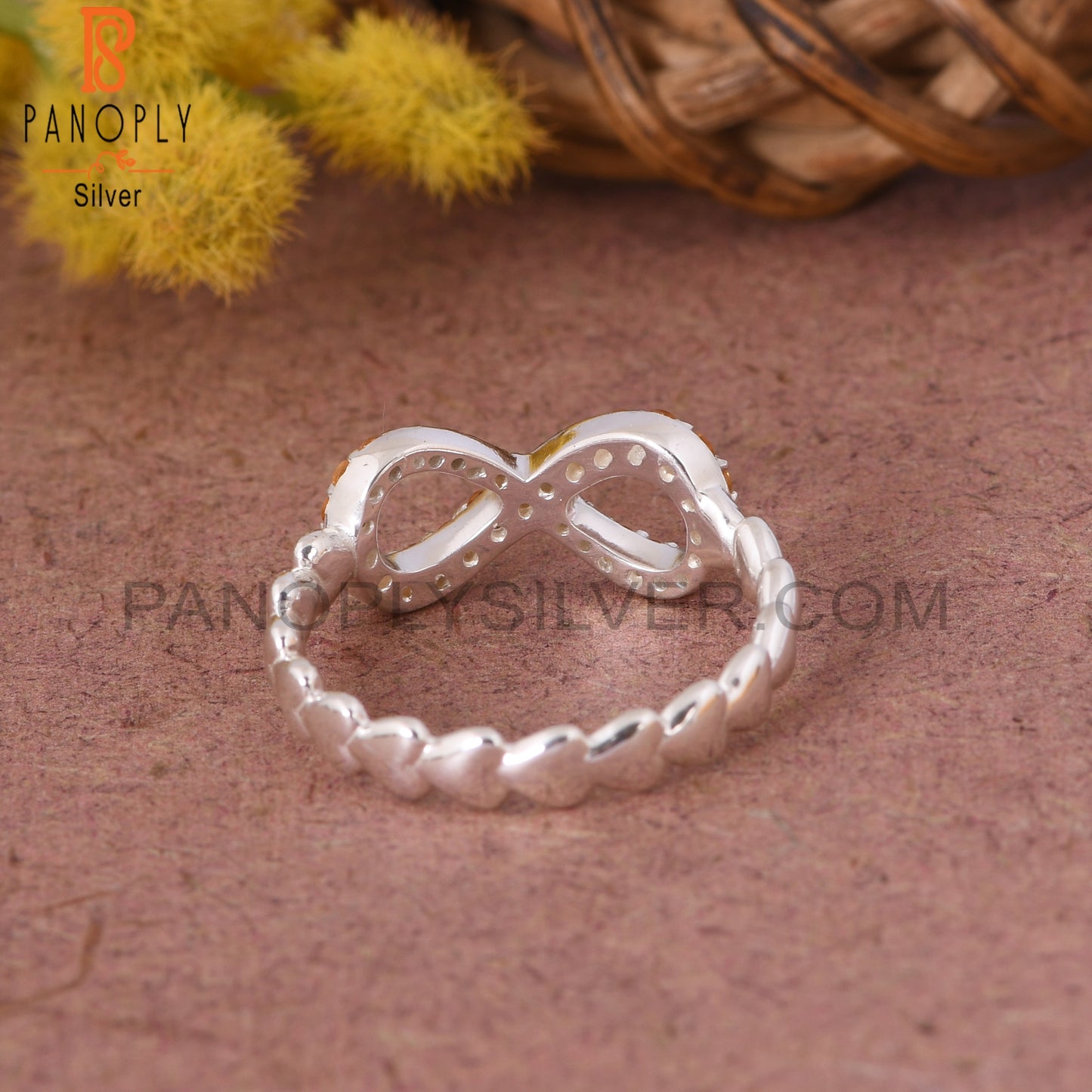 Silver Infinity Ring in 925 Quality Silver Heart Band Rings