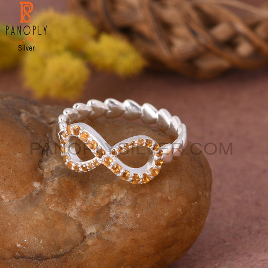 Silver Infinity Ring in 925 Quality Silver Heart Band Rings