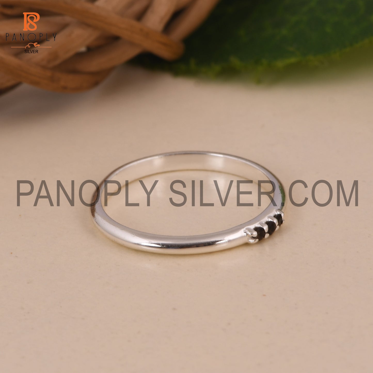 Thin Triple Stone Stacking Ring Gift For Mum, Minimalist Rings
