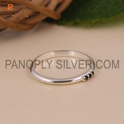 Thin Triple Stone Stacking Ring Gift For Mum, Minimalist Rings
