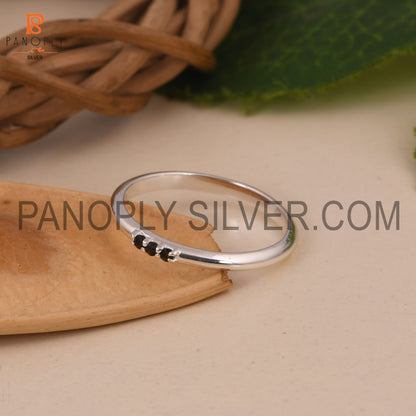 Thin Triple Stone Stacking Ring Gift For Mum, Minimalist Rings