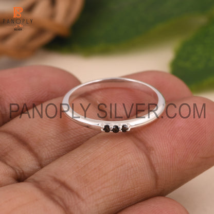 Thin Triple Stone Stacking Ring Gift For Mum, Minimalist Rings