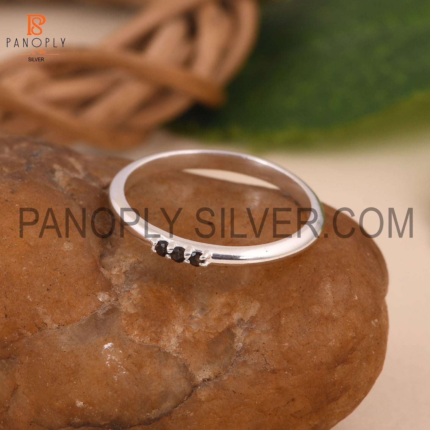 Thin Triple Stone Stacking Ring Gift For Mum, Minimalist Rings