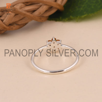 Genuine Citrine Flower Minimalist Dainty Rings