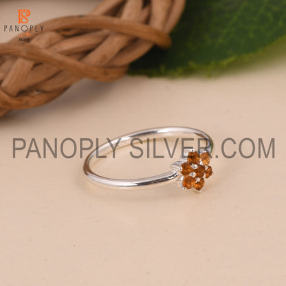 Genuine Citrine Flower Minimalist Dainty Rings