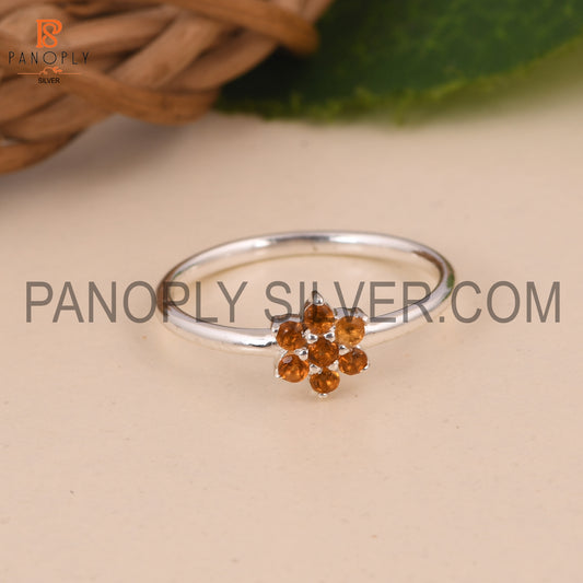 Genuine Citrine Flower Minimalist Dainty Rings
