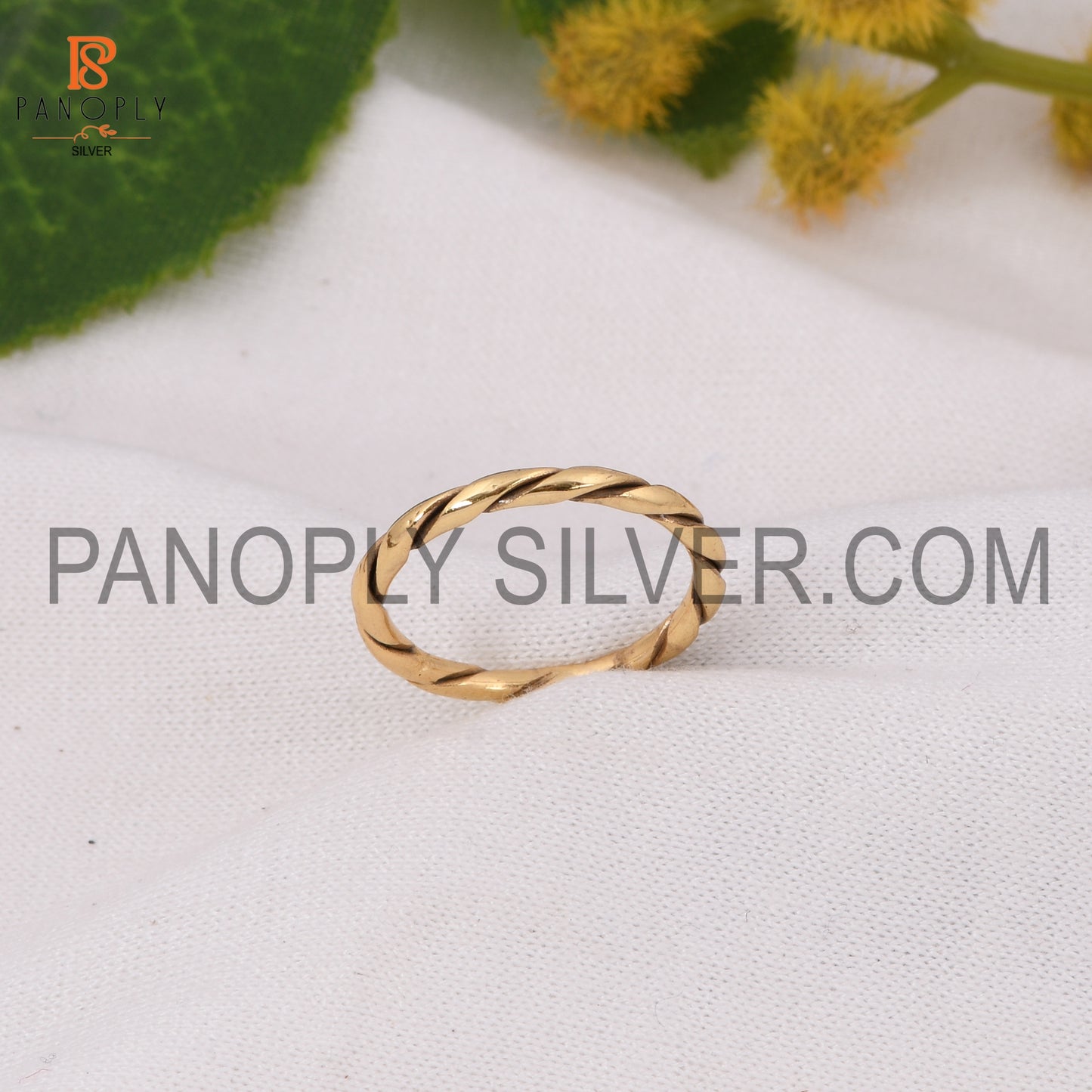 18k Gold Plated Twist Band Wire Ring