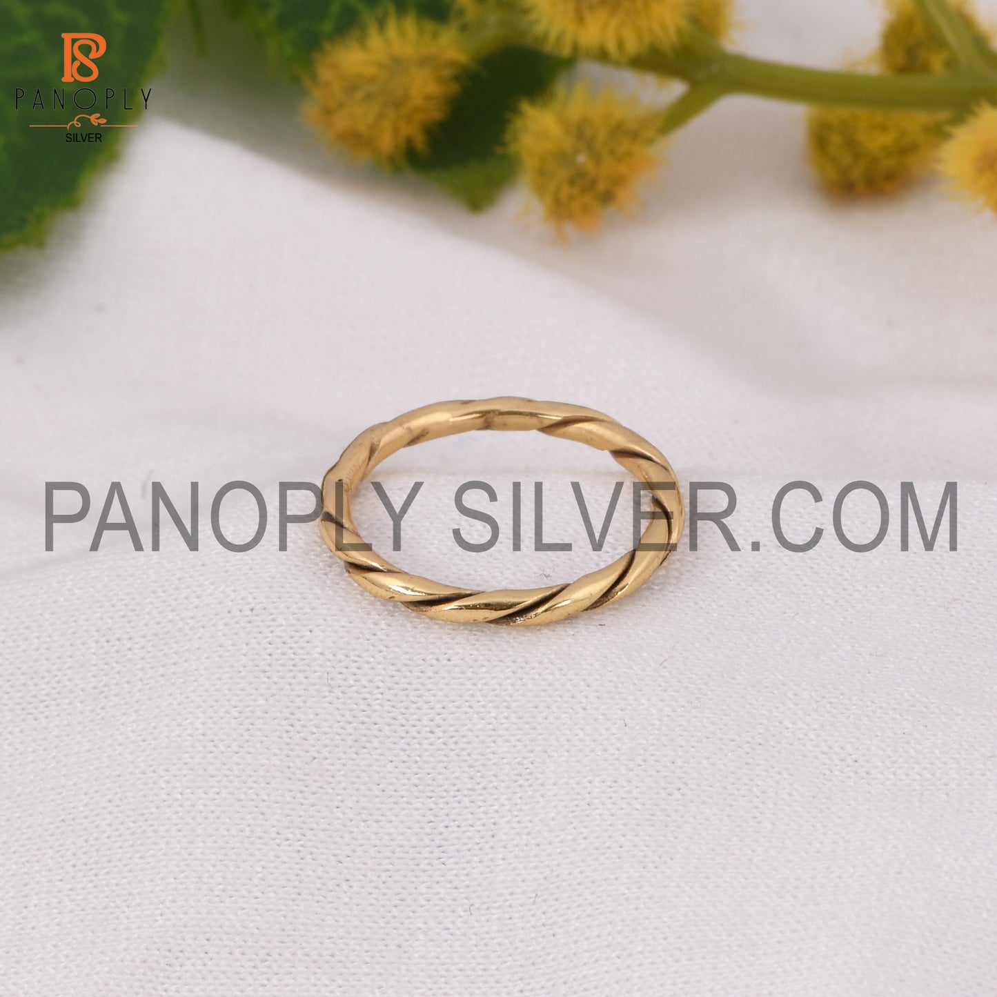 18k Gold Plated Twist Band Wire Ring