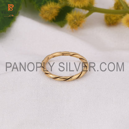 18k Gold Plated Twist Band Wire Ring