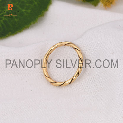 18k Gold Plated Twist Band Wire Ring