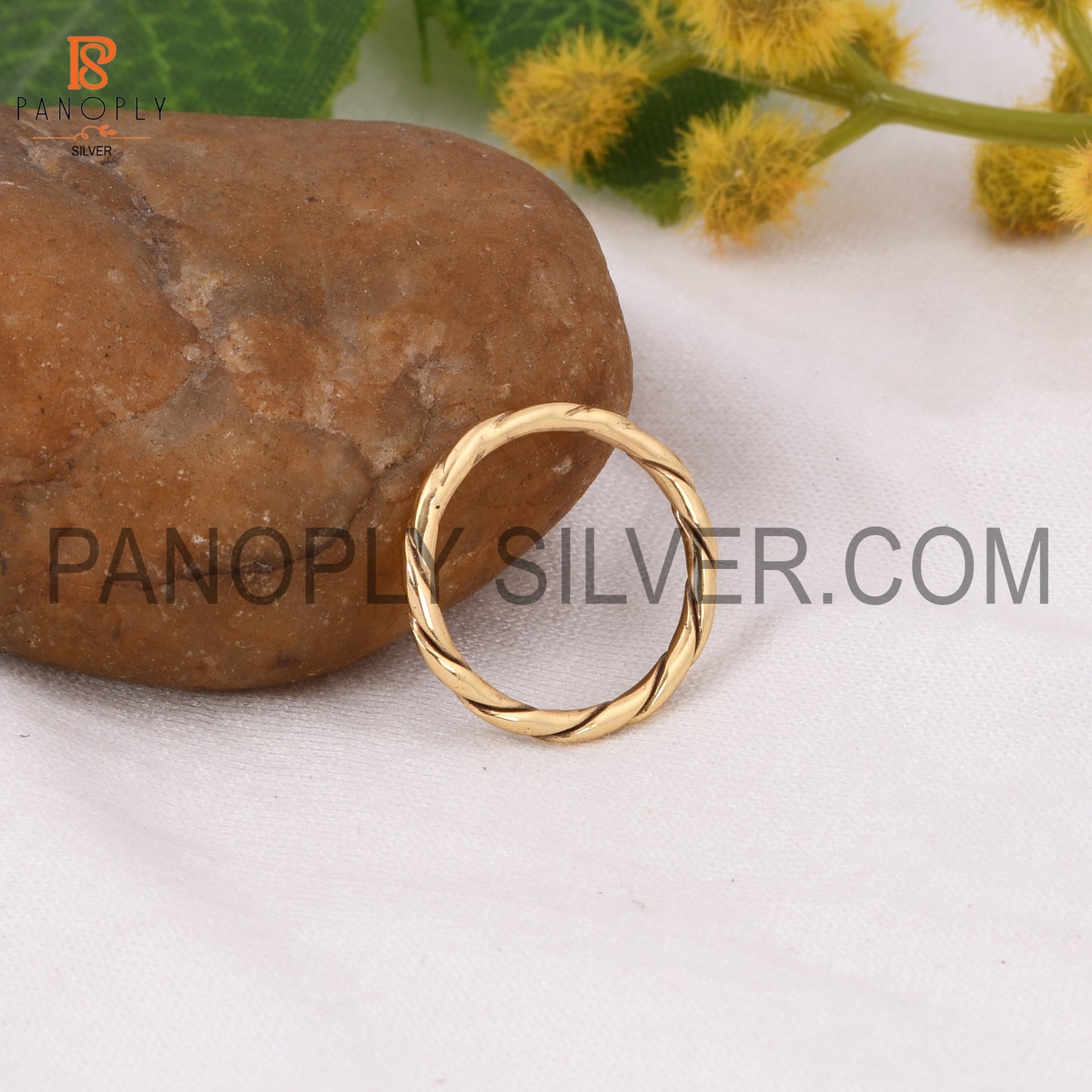 18k Gold Plated Twist Band Wire Ring