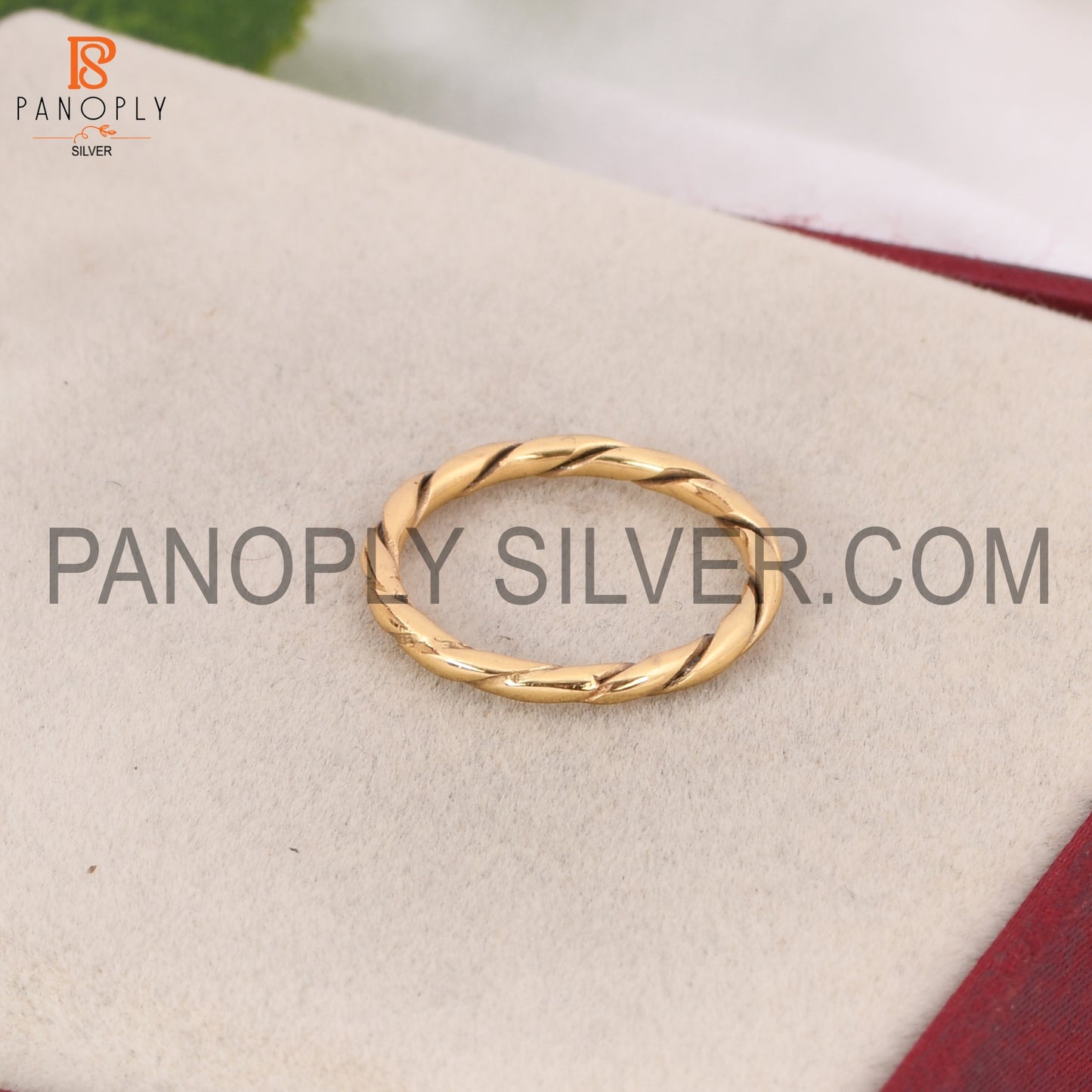 18k Gold Plated Twist Band Wire Ring