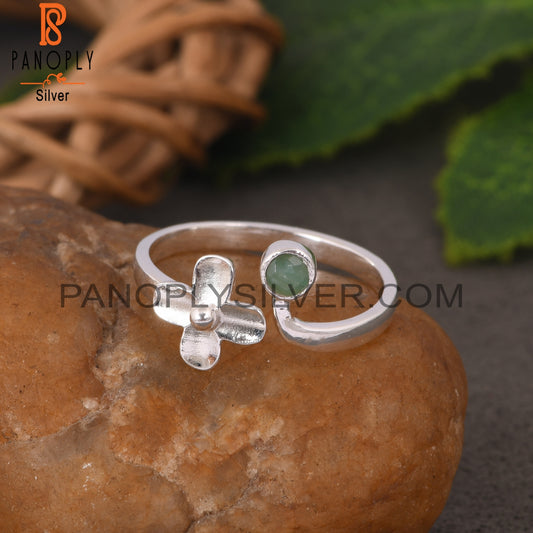Emerald Flower 925 Sterling Silver Rings