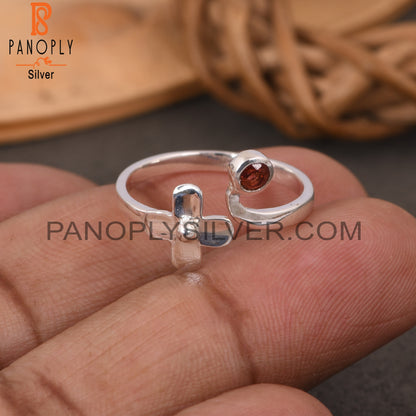 Small Flower 925 Sterling Silver Garnet Silver Rings
