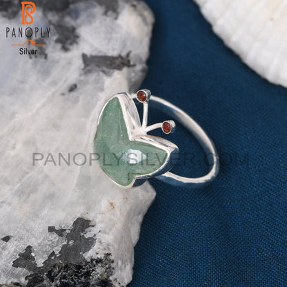 Butterfly Style Gemstone Silver Rings for Girls