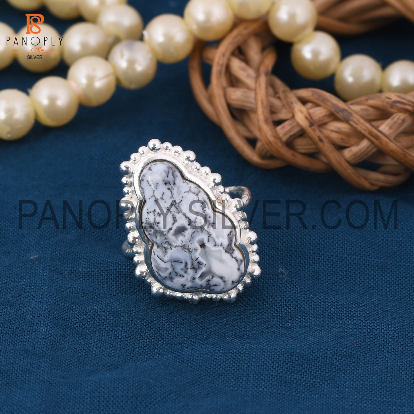 Cloud Silver Rings, 925 Sterling Silver Dendrite Rings