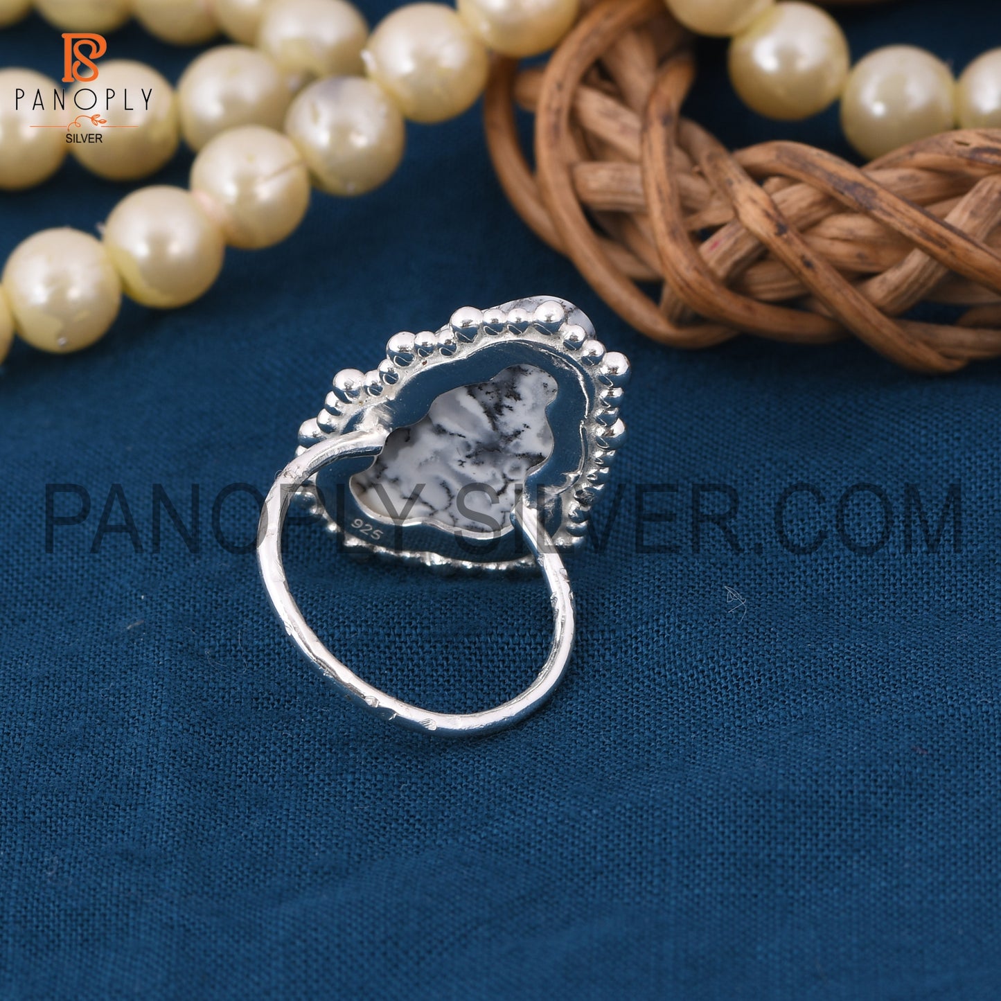 Cloud Silver Rings, 925 Sterling Silver Dendrite Rings