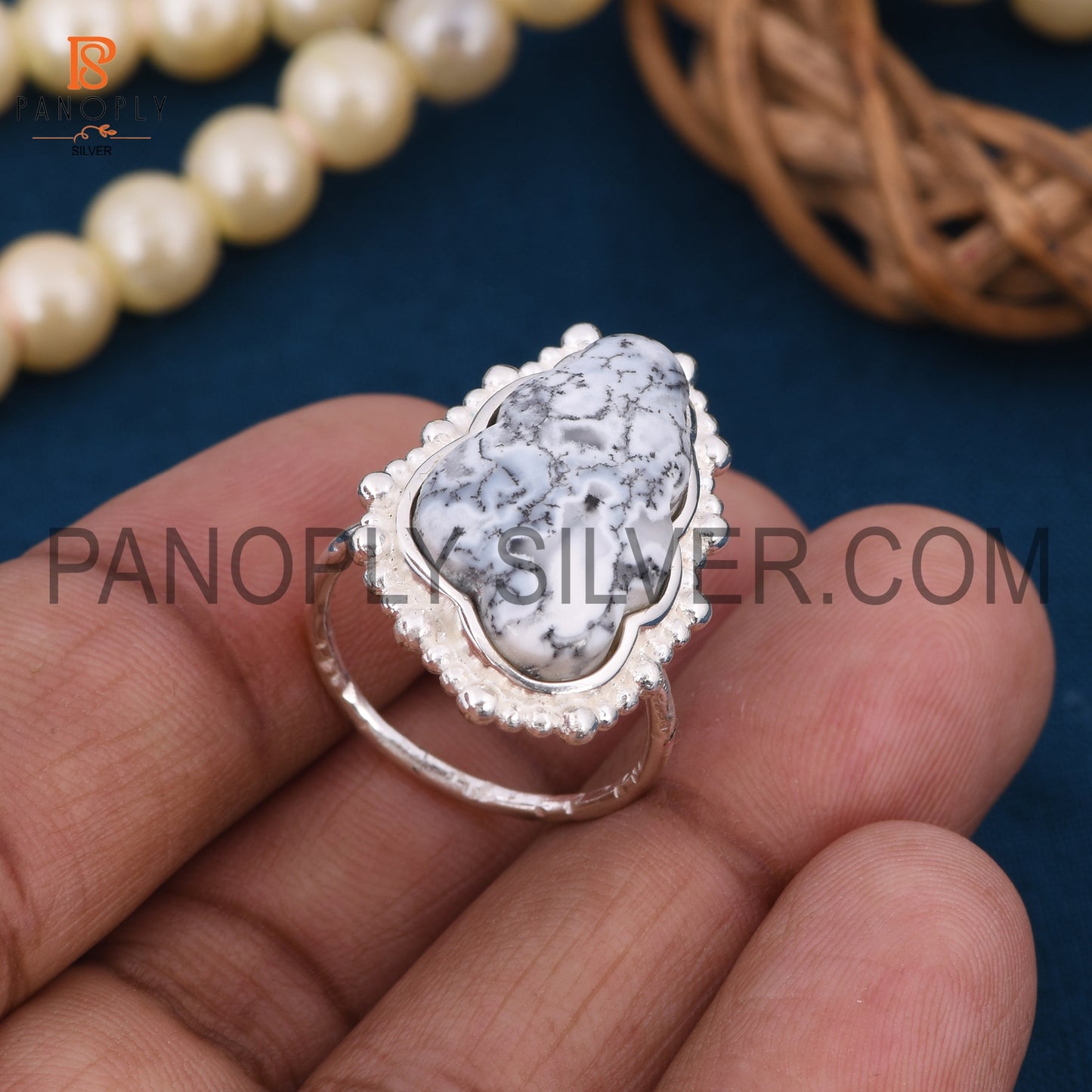 Cloud Silver Rings, 925 Sterling Silver Dendrite Rings