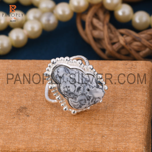 Cloud Silver Rings, 925 Sterling Silver Dendrite Rings