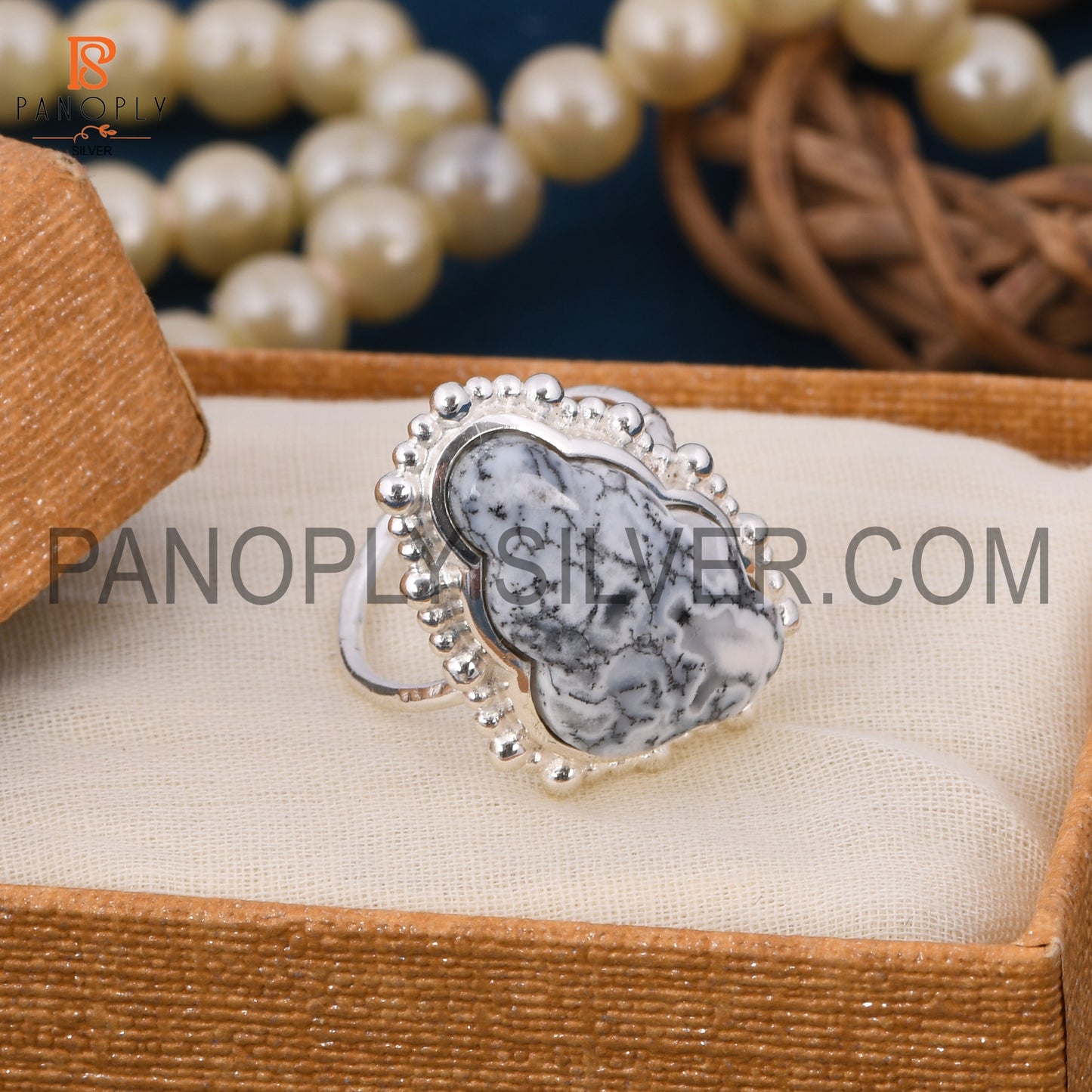 Cloud Silver Rings, 925 Sterling Silver Dendrite Rings