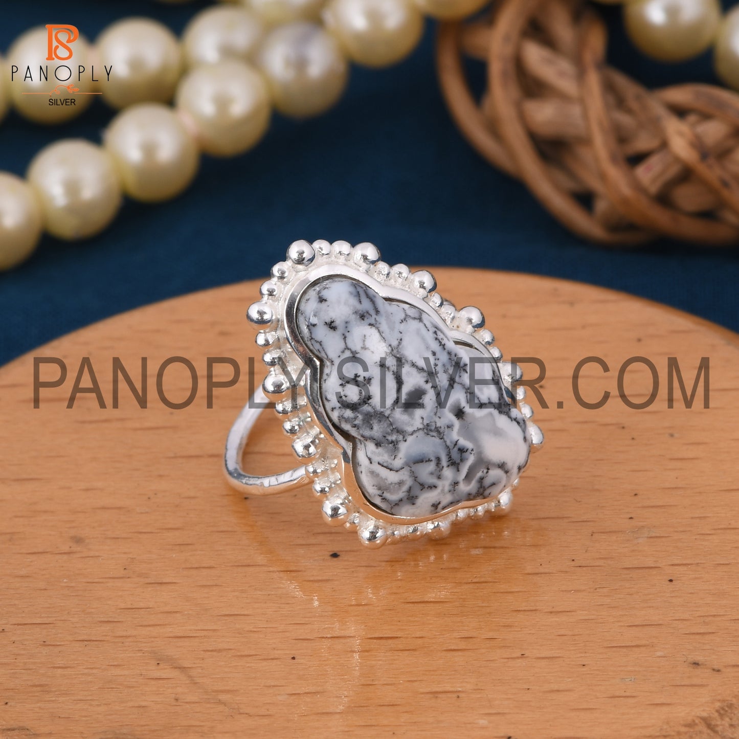 Cloud Silver Rings, 925 Sterling Silver Dendrite Rings