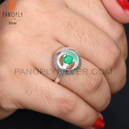 Green Onyx Signet 925 Silver Women's Rings