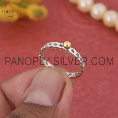 Two Tone Chain Band Ball Link Ring for Women