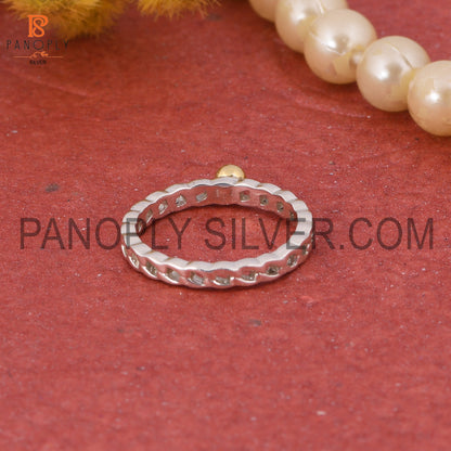 Two Tone Chain Band Ball Link Ring for Women