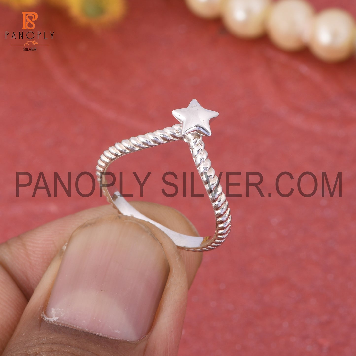 925 Stamp Rope Chevron Star Silver Rings