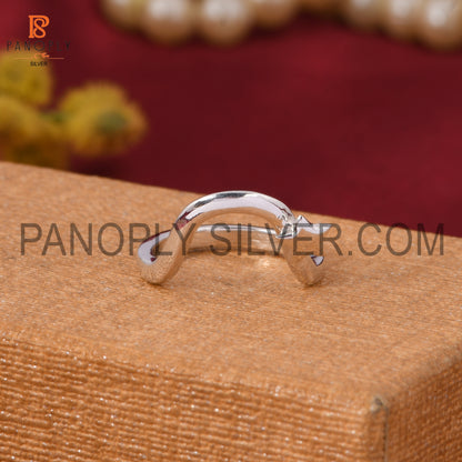 925 Stamp Wave Star Silver Rings