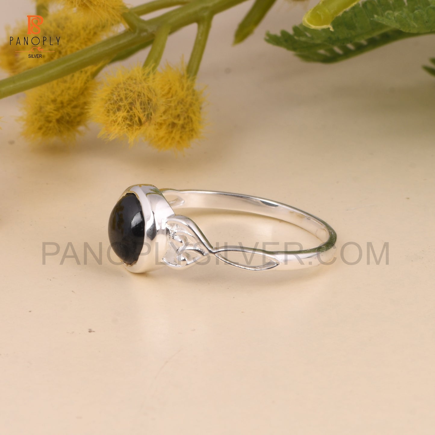 Black Spinal 925 Silver Round Filigree Rings