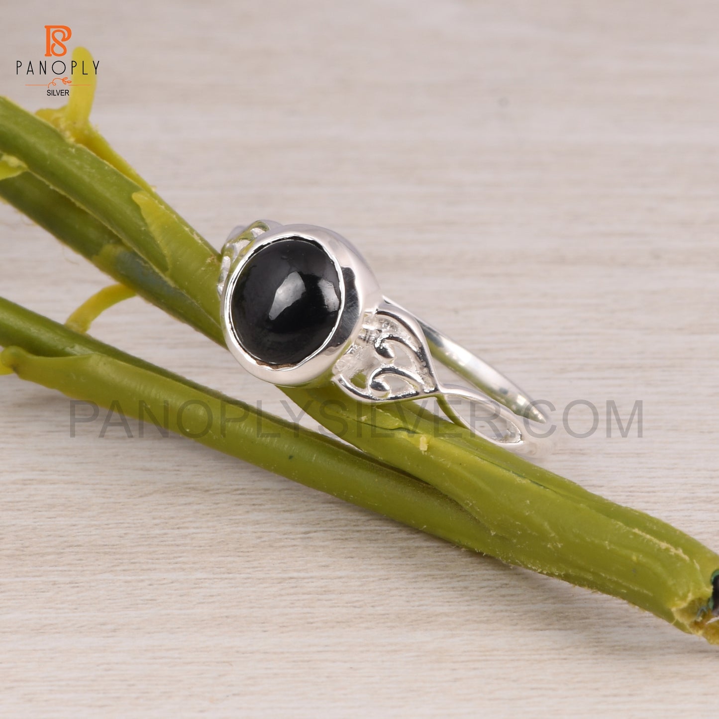 Black Spinal 925 Silver Round Filigree Rings